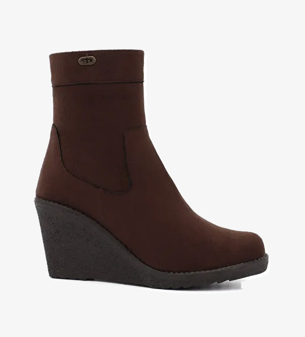 Kadın AÇIK KAHVERENGİ Fermuarlı Dolgu Topuklu Bot