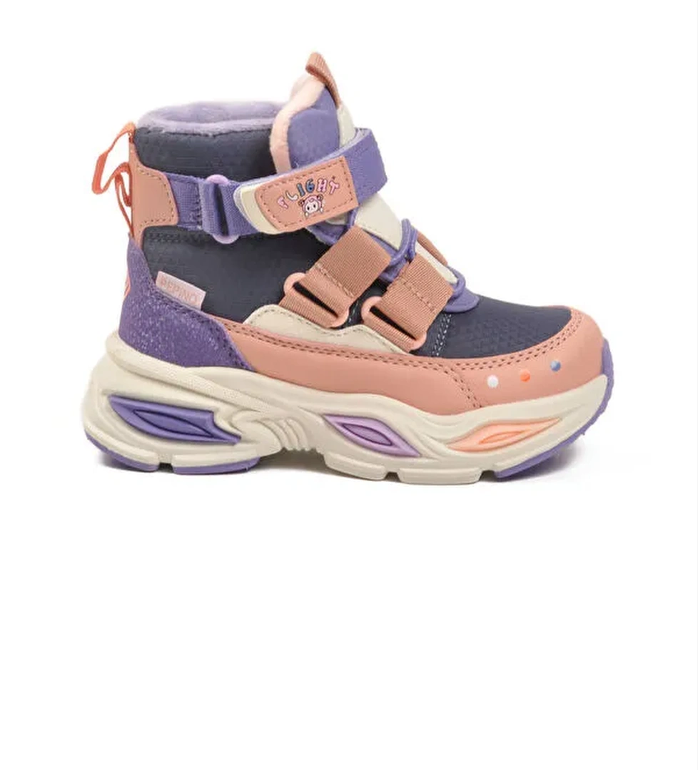 Pudra Cırlı İçi Kürklü Kaymaz Soğuğa Dirençli Kız Çocuk Bot 2087 P - Görsel 1