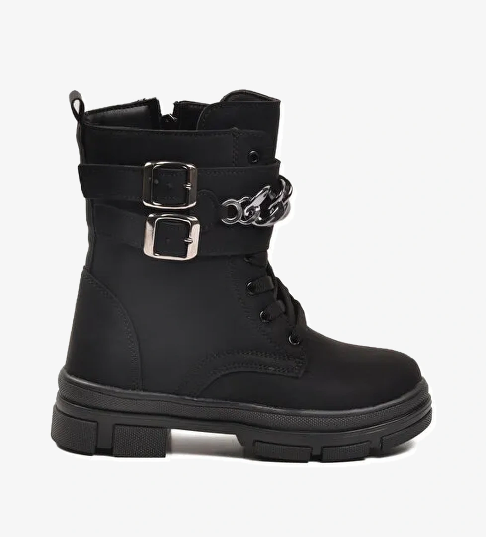 Ayakmod Siyah Ayakmod İçi Polarli Kaymaz Taban Kız Çocuk Bot G-1001 F Zncr