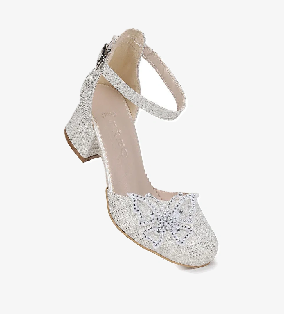 Zete Kum Simli Kız Çocuk 4 Cm Topuklu Abiye Ayakkabı