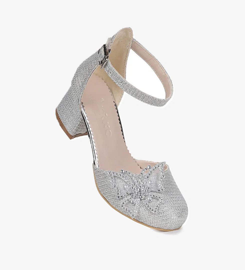 Zete Kum Simli Kız Çocuk 4 Cm Topuklu Abiye Ayakkabı