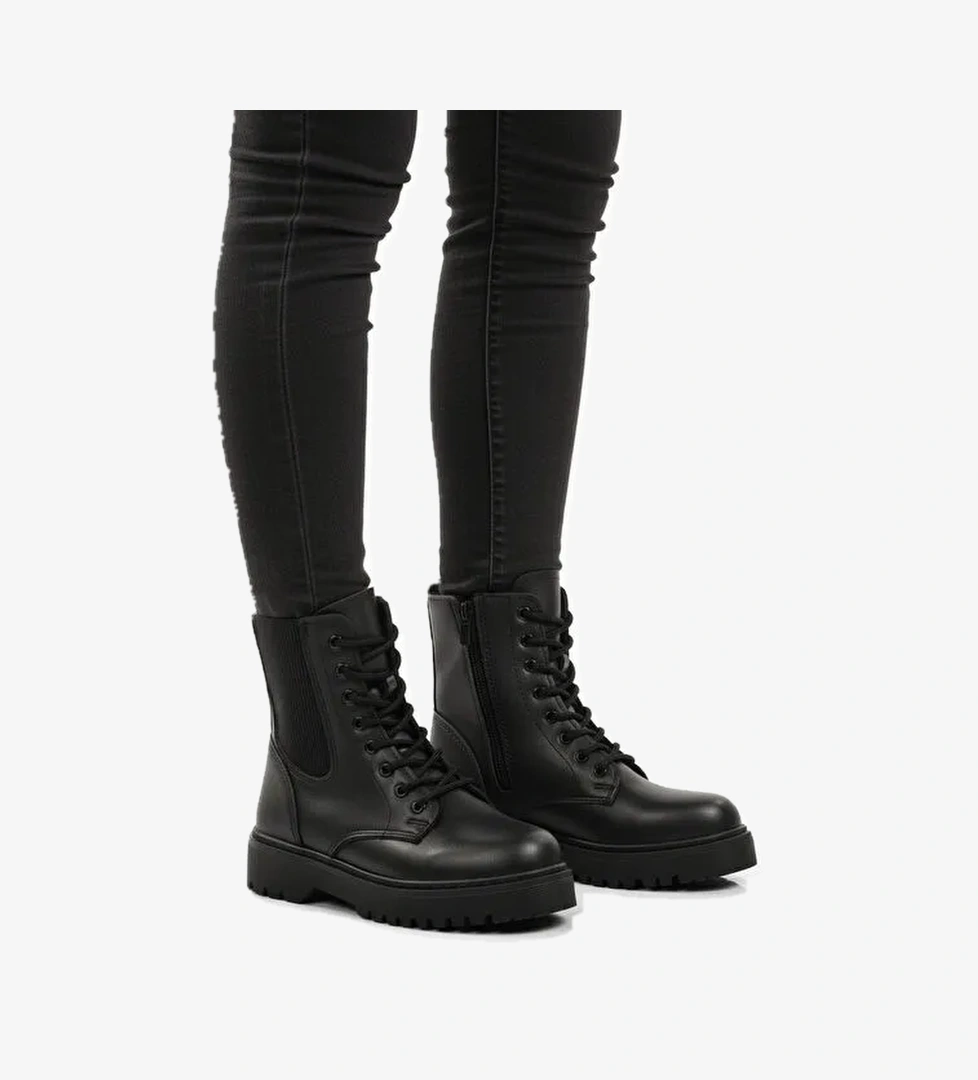 Ayakmod Siyah Polarlı Kaymaz Soğuğa Dirençli Deri Çocuk Bot Tuno 07 F model görseli