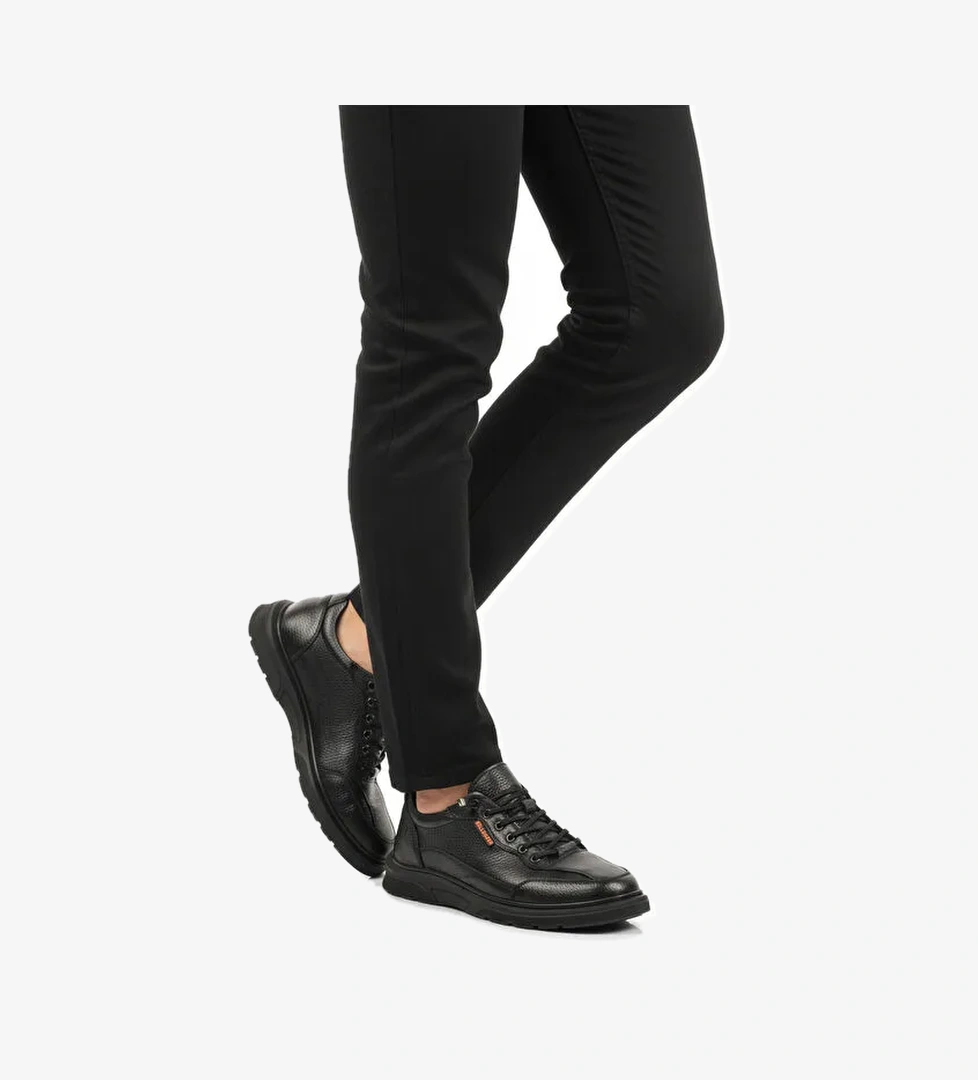 Siyah Ortopedik Hakiki Deri Masaj Etkili Erkek Casual Ayakkabı 260043 M - Görsel 1