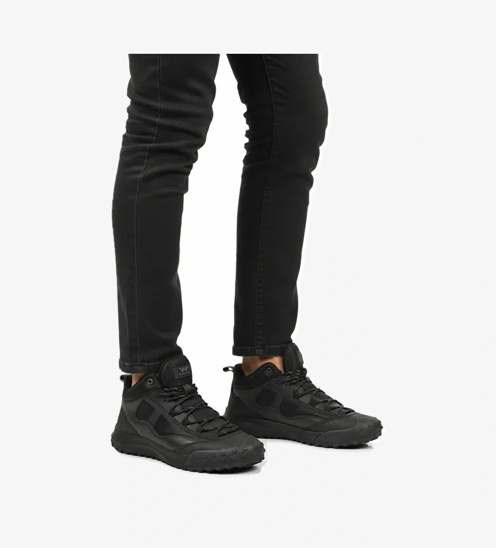 Siyah Bağcıklı Kaymaz Taban Erkek Outdoor Ayakkabı Mün 2025 M