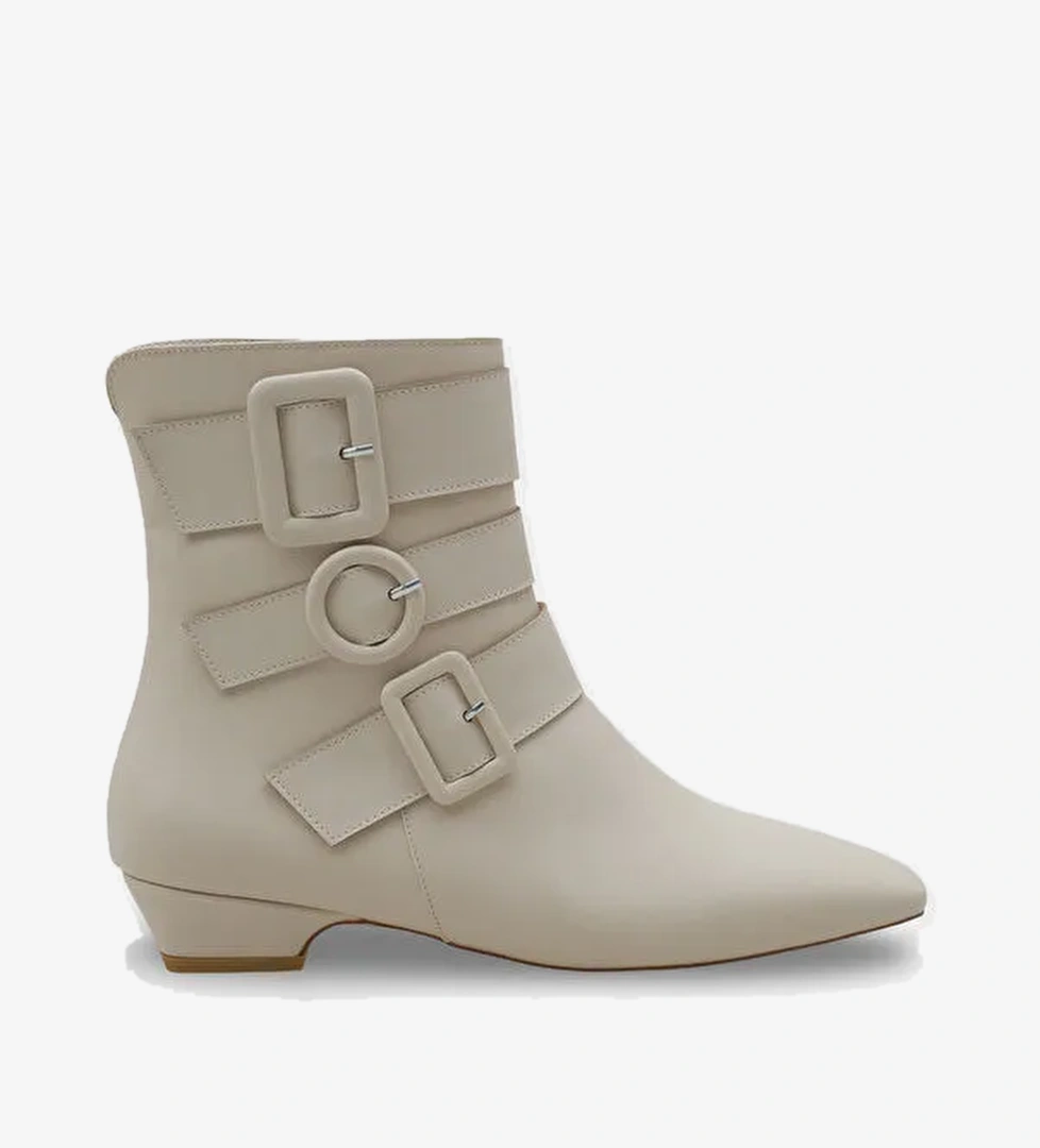 Shane Kısa Topuklu Yandan Fermuarlı Tokalı Küt Burun Kadın Bot - Görsel 1