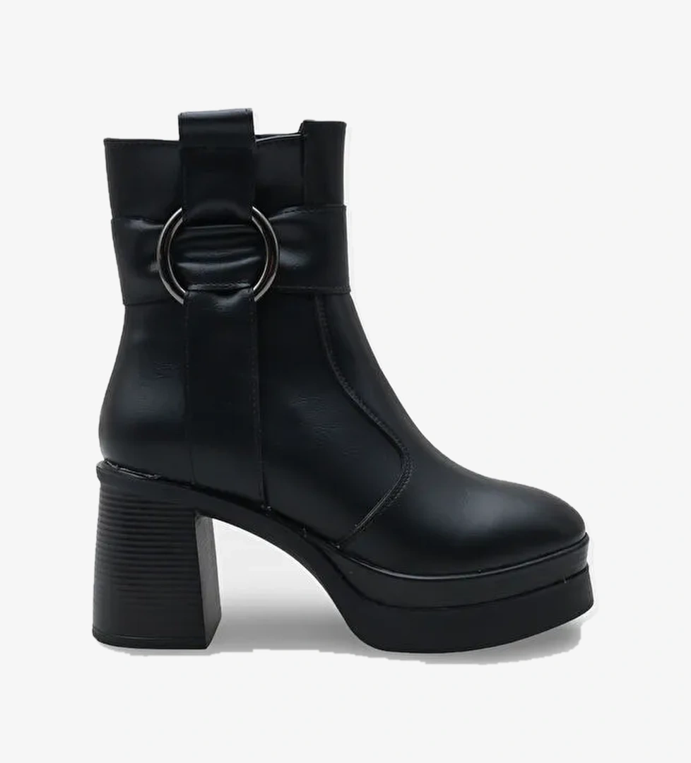 Tiffany Yuvarlak Burunlu Yandan Fermuarlı Orta Topuklu Kadın Bot - Görsel 1