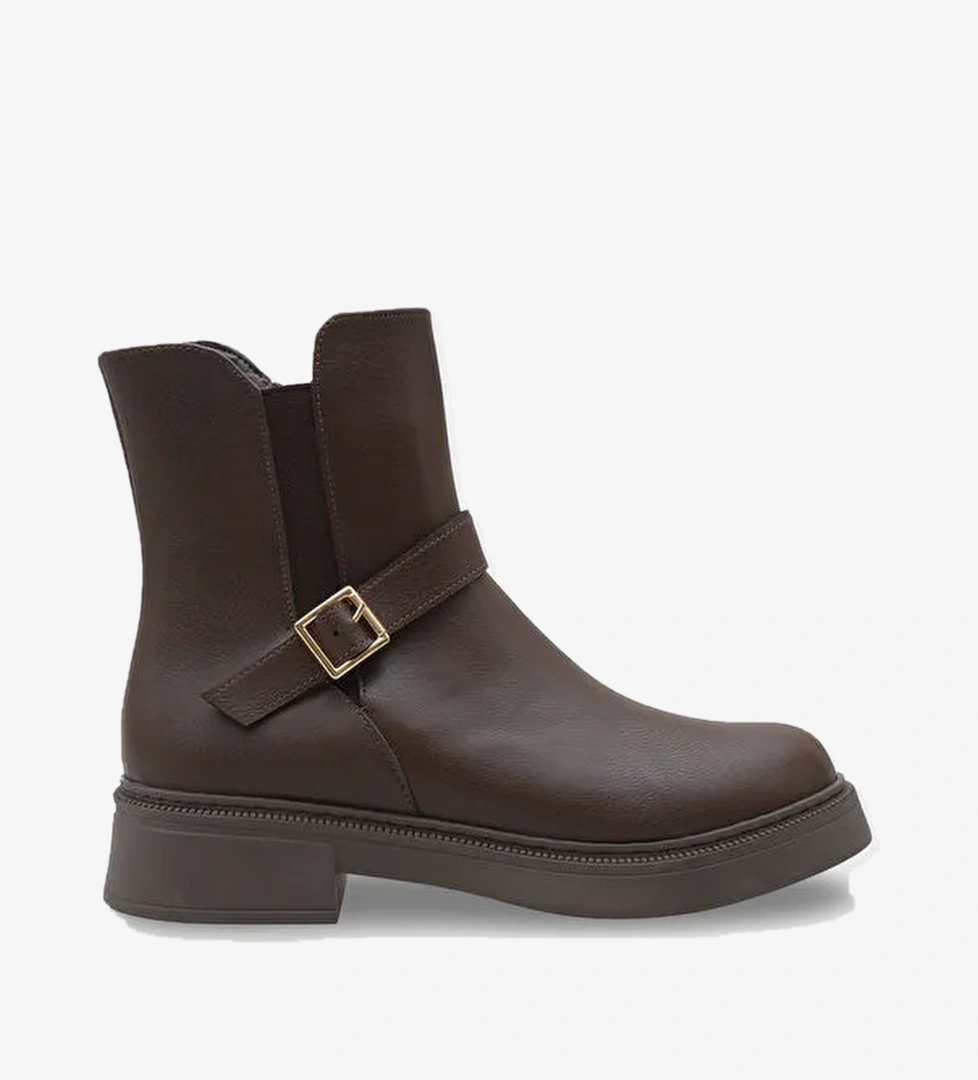 Daria Yandan Fermuarlı Tokalı Lastikli Kadın Bot