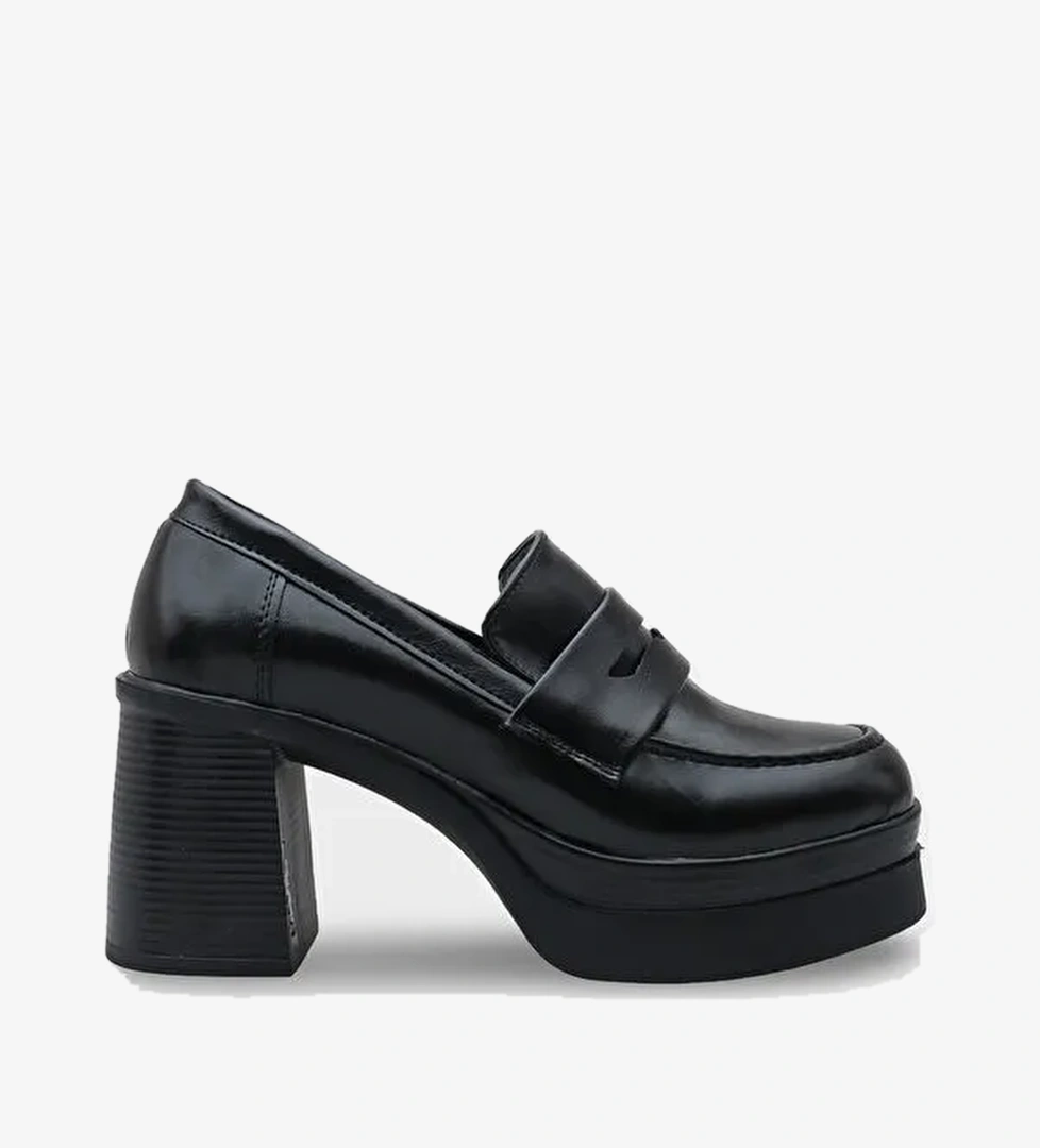 Danni 1003 Yuvarlak Burunlu Orta Topuklu Kadın Loafer - Görsel 1
