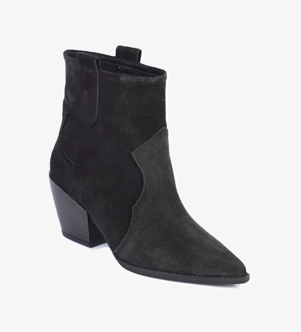 Tiffani Sivri Burunlu Hakiki Deri Yandan Çekmeli Kadın Kovboy Bot