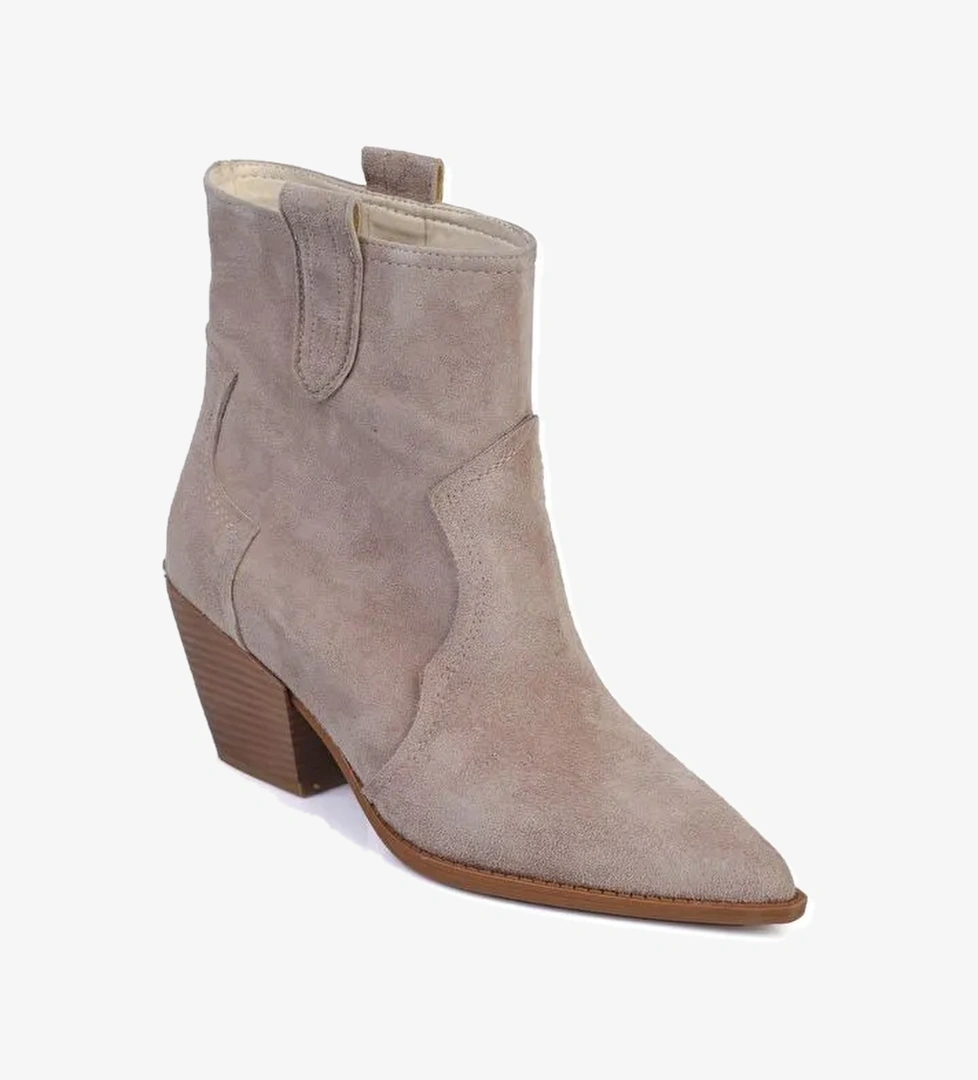 Tiffani Sivri Burunlu Hakiki Deri Yandan Çekmeli Kadın Kovboy Bot