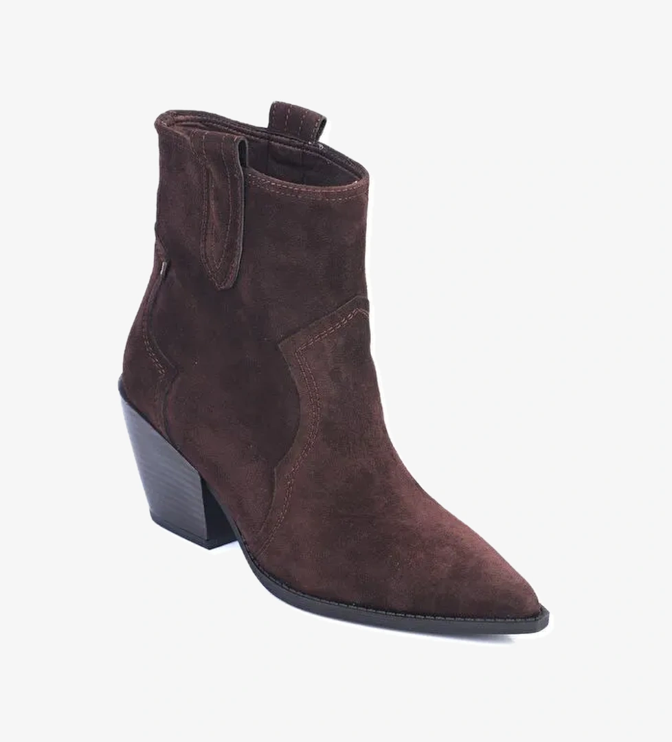 Tiffani Sivri Burunlu Hakiki Deri Yandan Çekmeli Kadın Kovboy Bot - Görsel 1