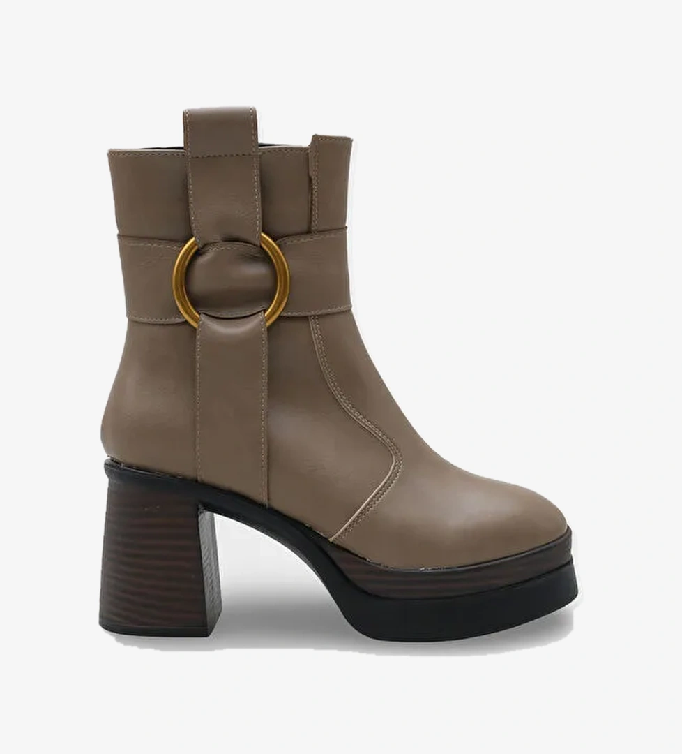 Tiffany Yuvarlak Burunlu Yandan Fermuarlı Orta Topuklu Kadın Bot