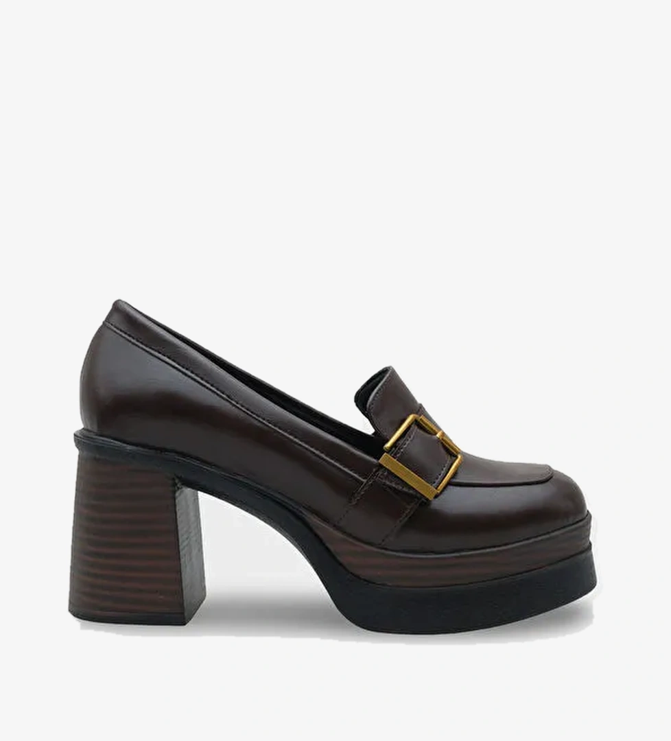 Rowena Yüksek Tabanlı Topuklu Tokalı Loafer Kadın Ayakkabı