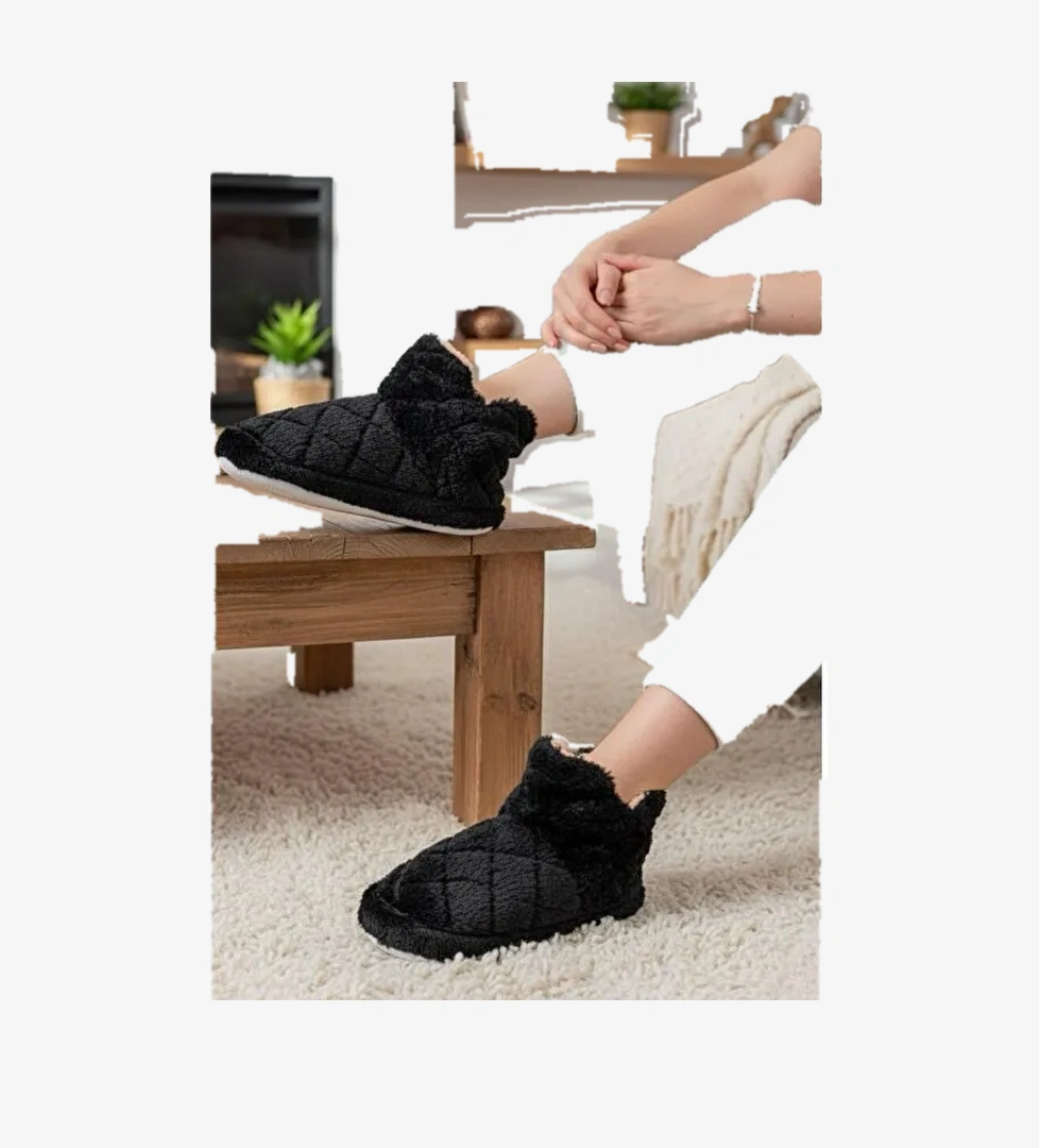 Ness Kadın Ev Botu Pelüş Ev Pandufu Ses Yapmaz Taban Sıcak Kürklü Panduf Ev Botu