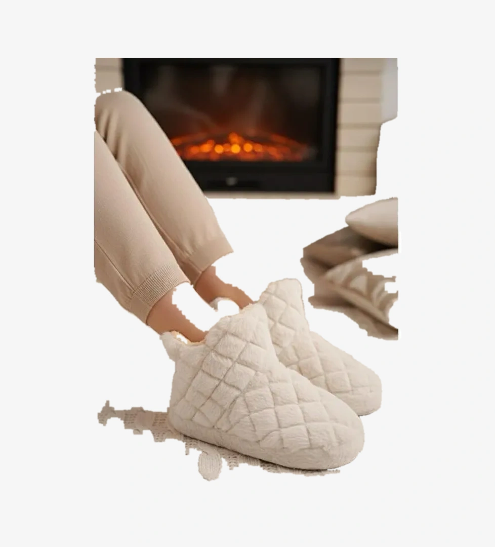 Ness Kadın Ev Botu Pelüş Ev Pandufu Ses Yapmaz Taban Sıcak Kürklü Panduf Ev Botu