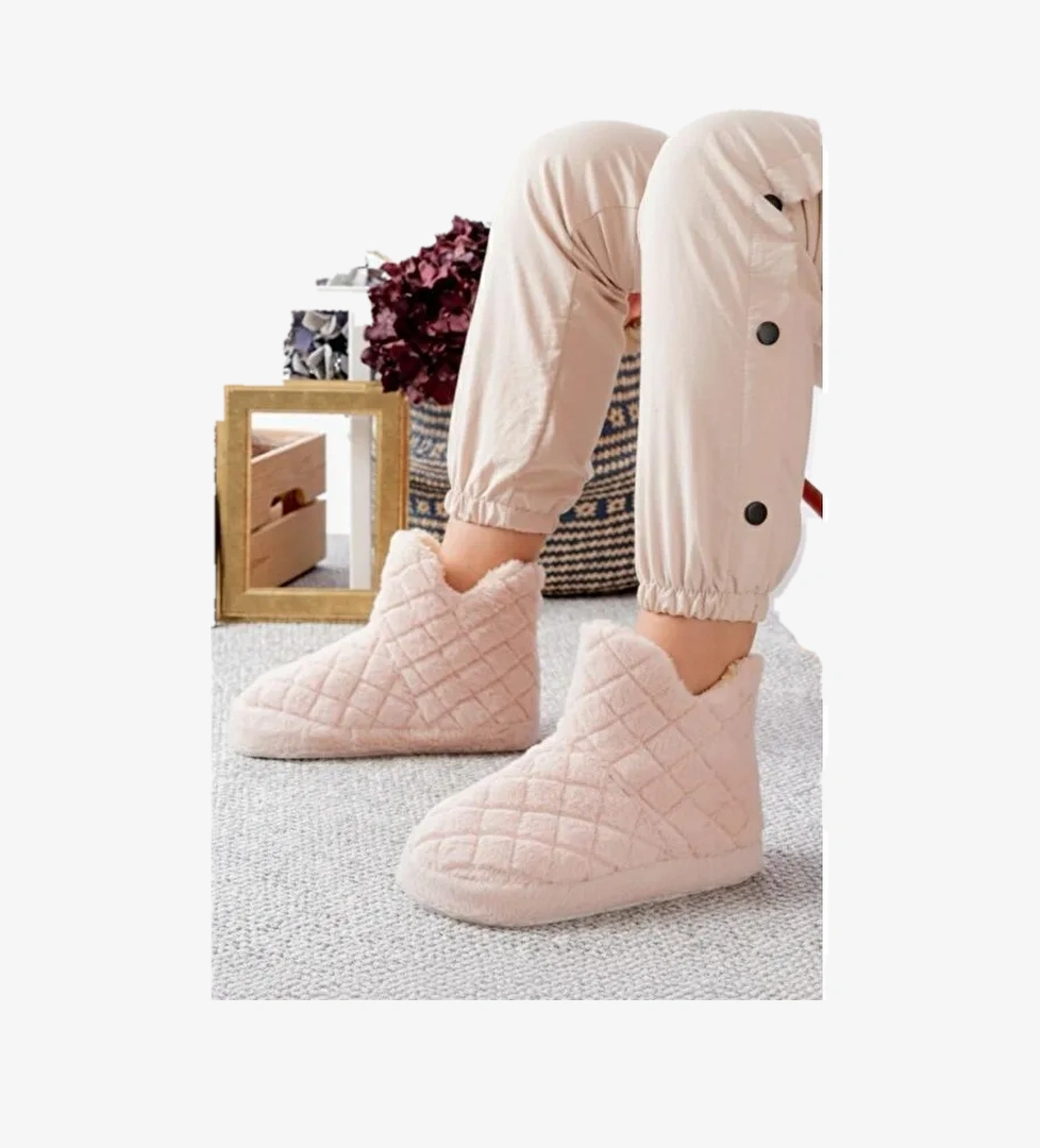 Ness Kadın Ev Botu Pelüş Ev Pandufu Ses Yapmaz Taban Sıcak Kürklü Panduf Ev Botu