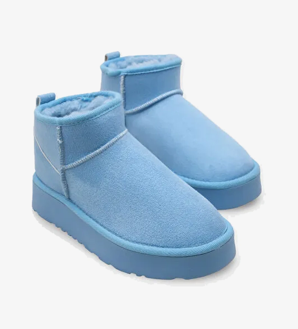 Raina Kalın Tabanlı Yuvarlak Burunlu Kürklü Kısa Kadın Bot