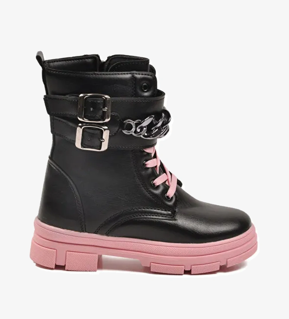 Ayakmod Siyah Ayakmod İçi Polarli Kaymaz Taban Kız Çocuk Bot G-1001 F Zncr