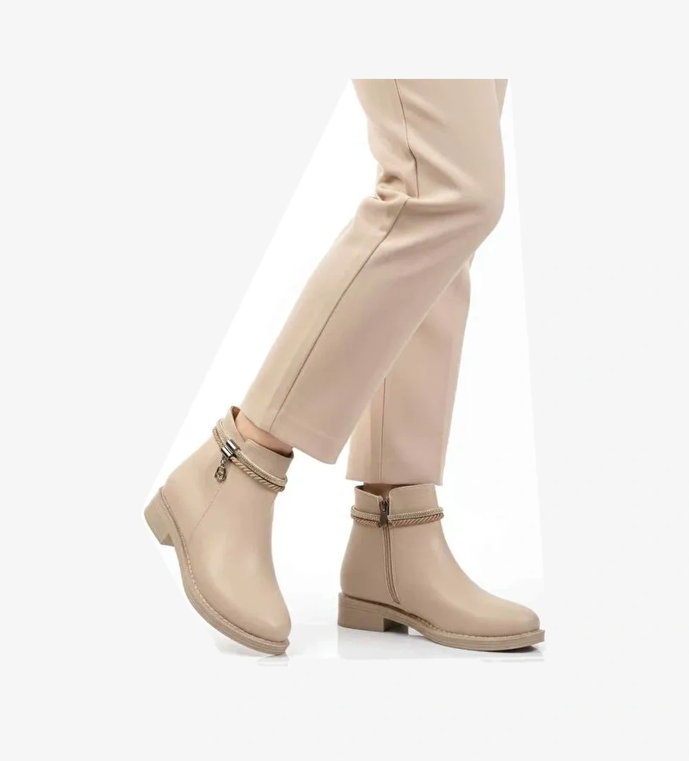 Bej Cilt Fermuarlı Kaymaz Bot 325126 Z