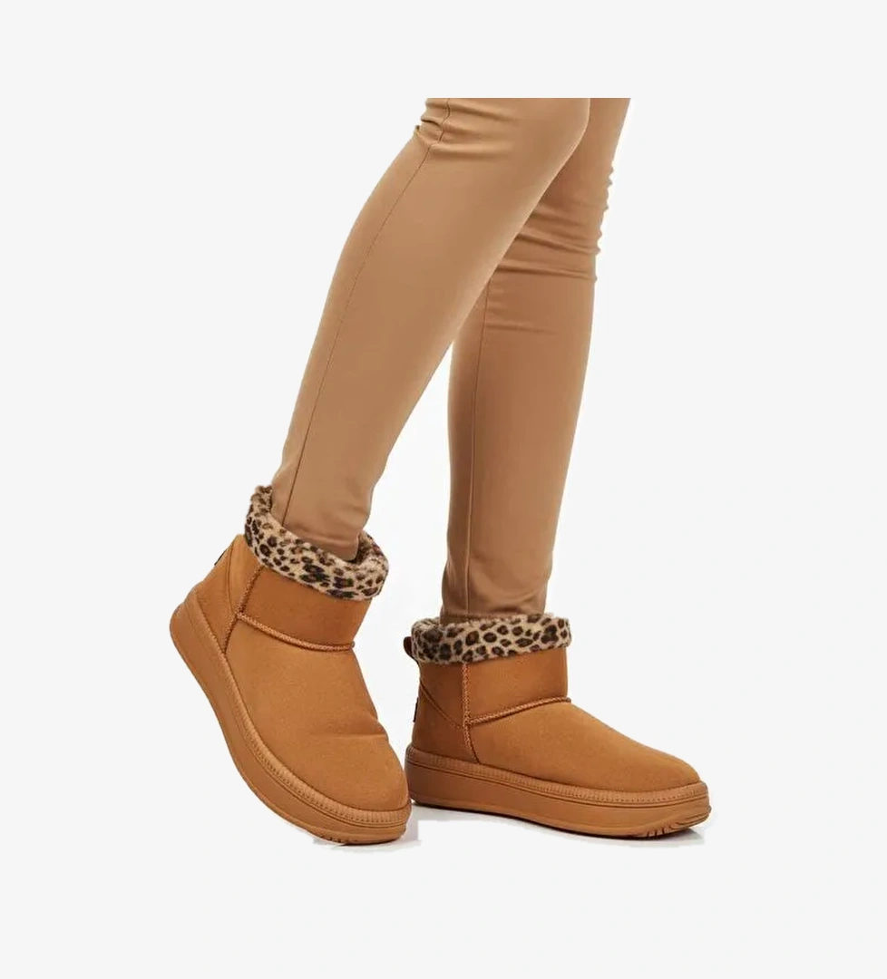 Ayakmod Taba Leopar Kürklü Soğuğa Dirençli Kaymaz Kadın Bot 25001 Z model görseli