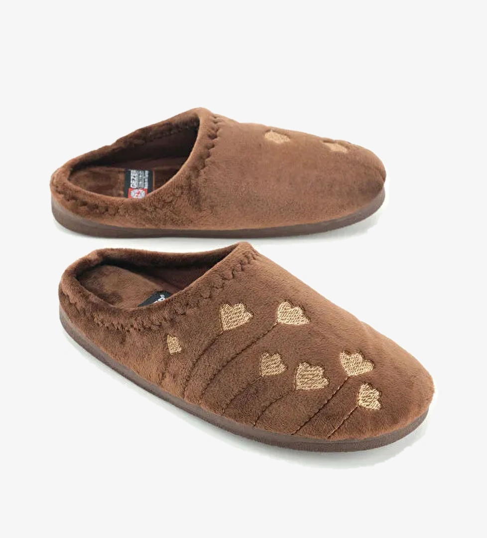 Kadın Kışlık PU Rahat Taban Nakışlı Tasarım Ev Bahçe Terlik