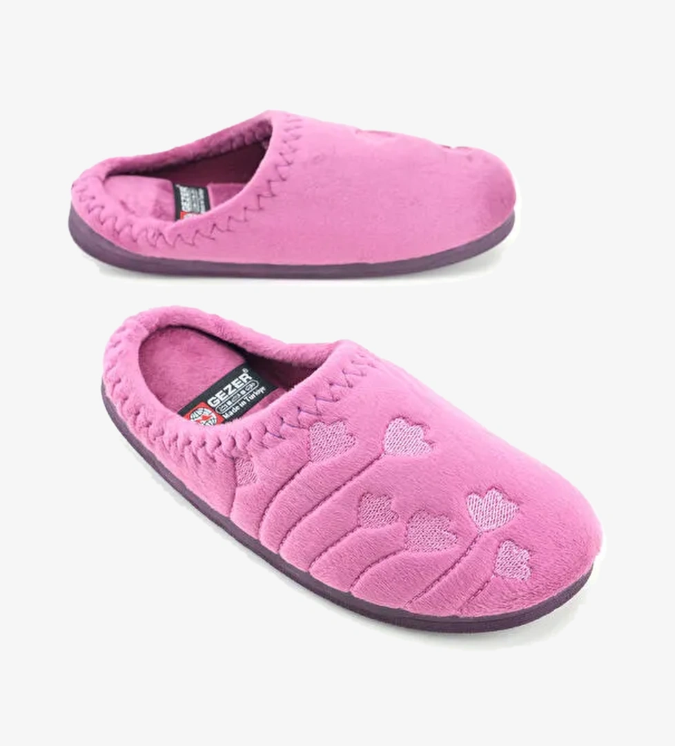 Gezer Siyah Gezer Kışlık Pu Kadın Rahat Taban Nakışlı Tasarım Ev Bahçe Terlik