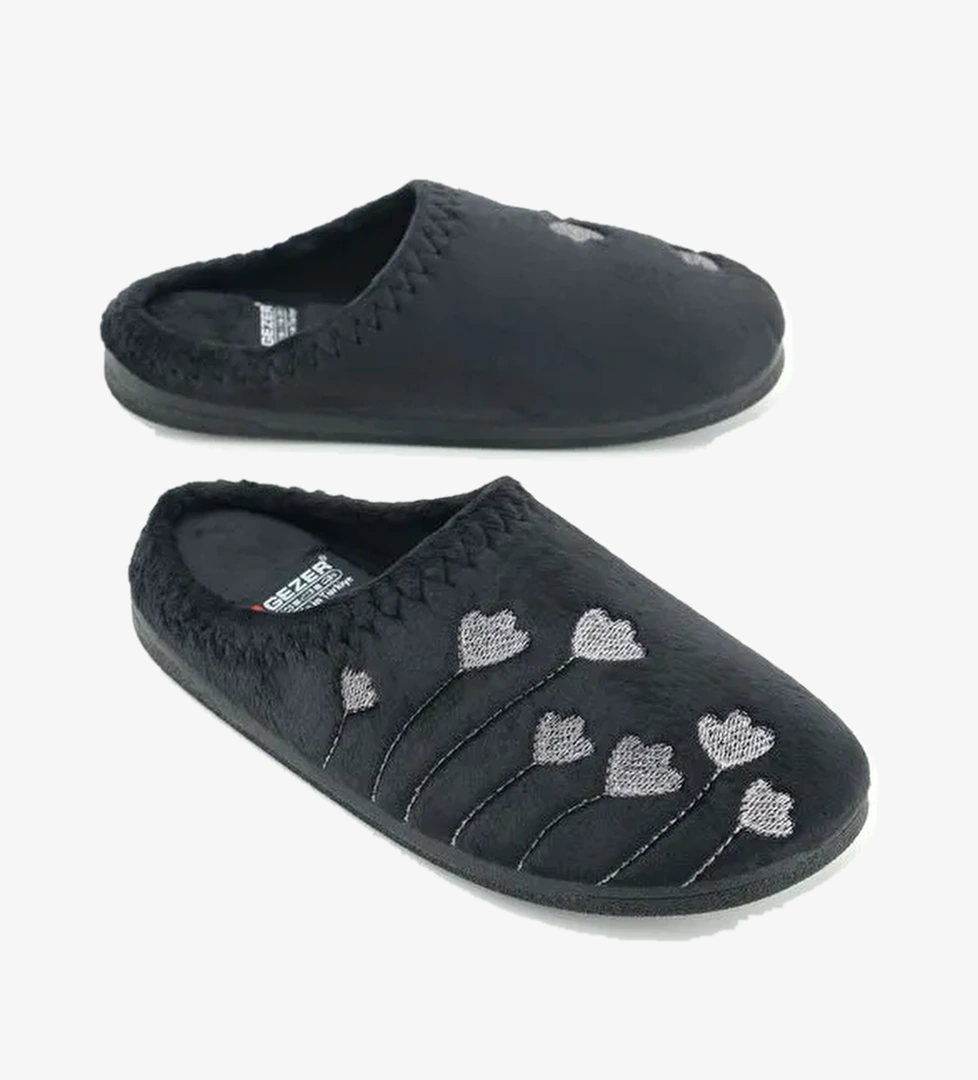 Kadın Kışlık PU Rahat Taban Nakışlı Tasarım Ev Bahçe Terlik