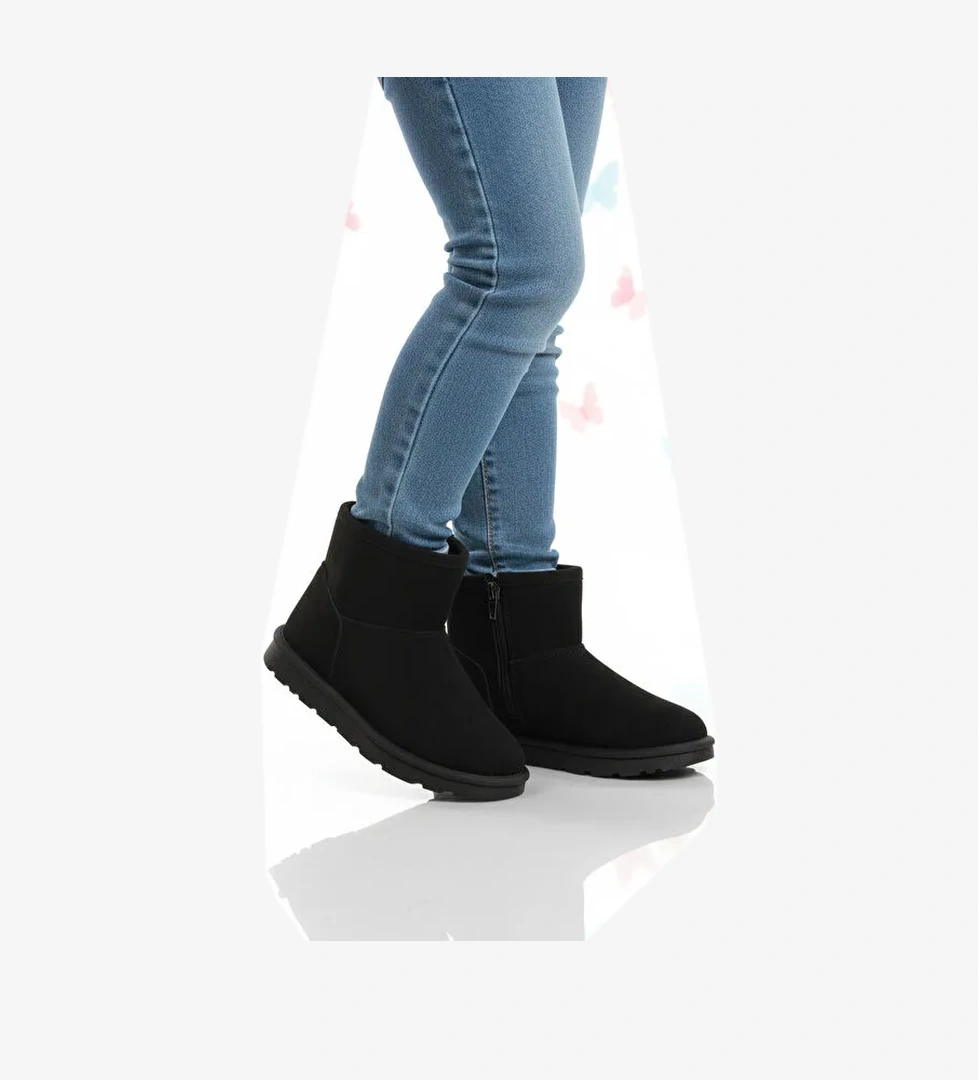 Siyah Süet İçi Kürklü Soğuğa Dirençli Kız Çocuk Bot 2096 F - Görsel 1