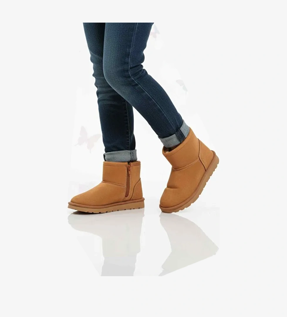 Taba Süet İçi Kürklü Soğuğa Dirençli Kız Çocuk Bot 2096 F