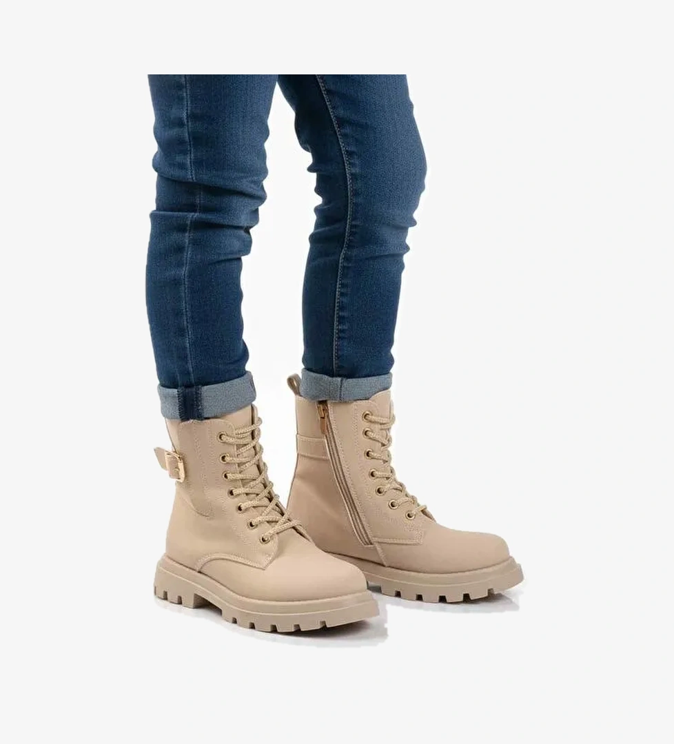 Ayakmod Bej Siyah İçi Polarlı Kaymaz Kız Çocuk Bot Aleda F model görseli