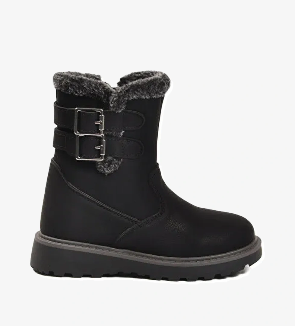 Ayakmod Siyah İçi Polarlı Kaymaz Kız Çocuk Bot Buckle F model görseli