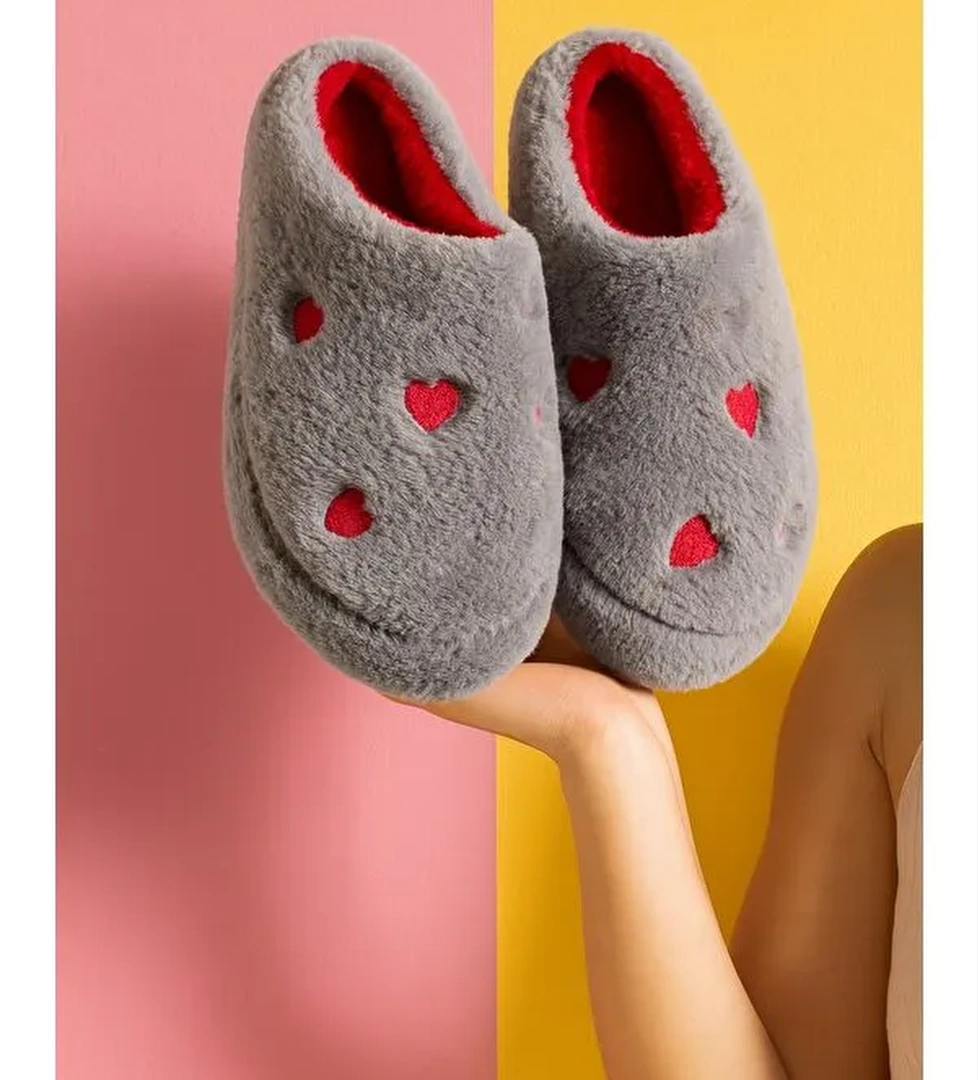 ELEGANT Kalpli Kadın Ev Terliği Günlük Rahat Kışlık Terlik