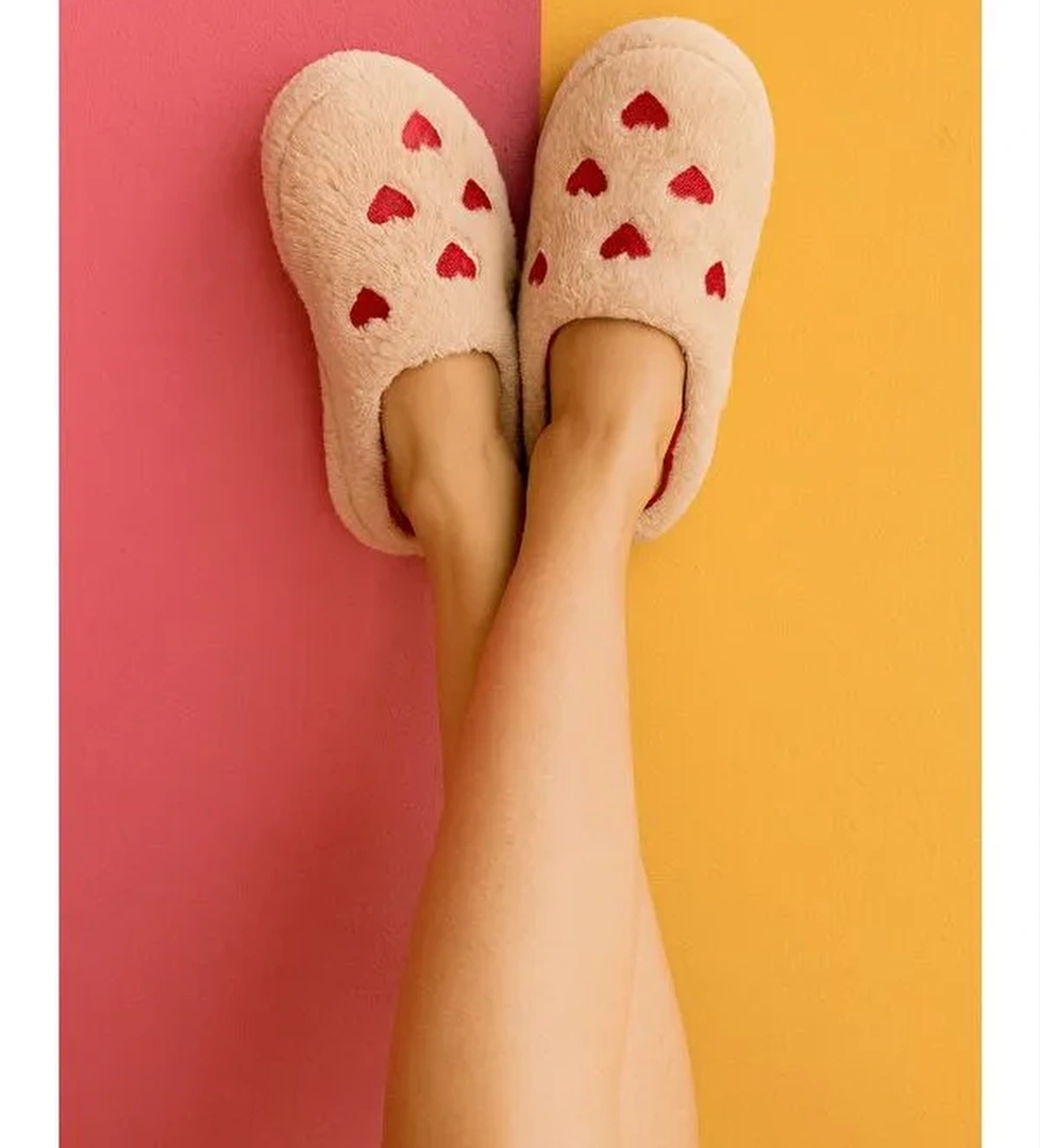 ELEGANT Kalpli Kadın Ev Terliği Günlük Rahat Kışlık Terlik