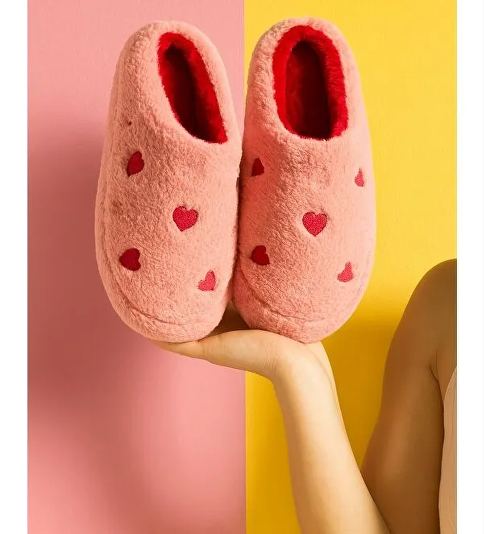 ELEGANT Kalpli Kadın Ev Terliği Günlük Rahat Kışlık Terlik