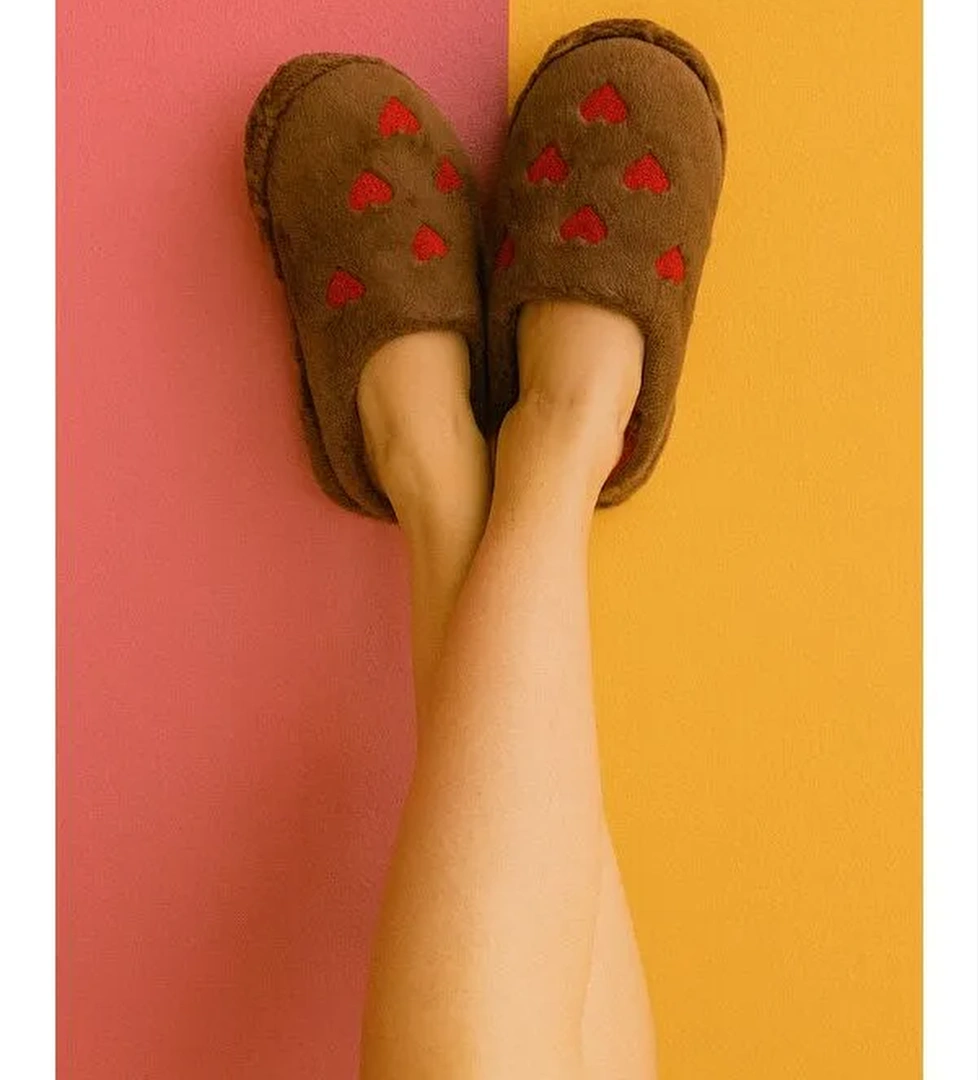 ELEGANT Kalpli Kadın Ev Terliği Günlük Rahat Kışlık Terlik