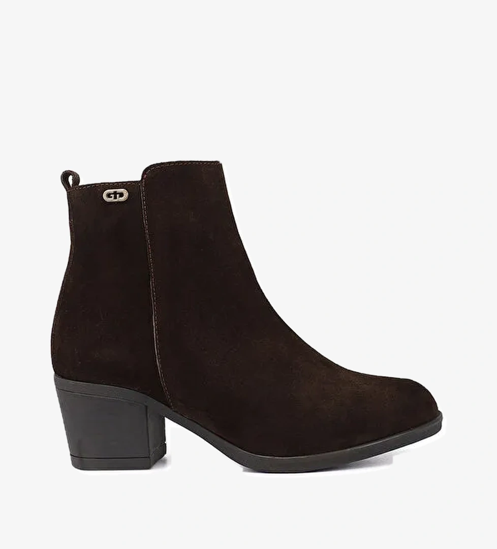 Kadın AÇIK KAHVERENGİ Fermuarlı Kalın Topuklu Hakiki Deri Bot