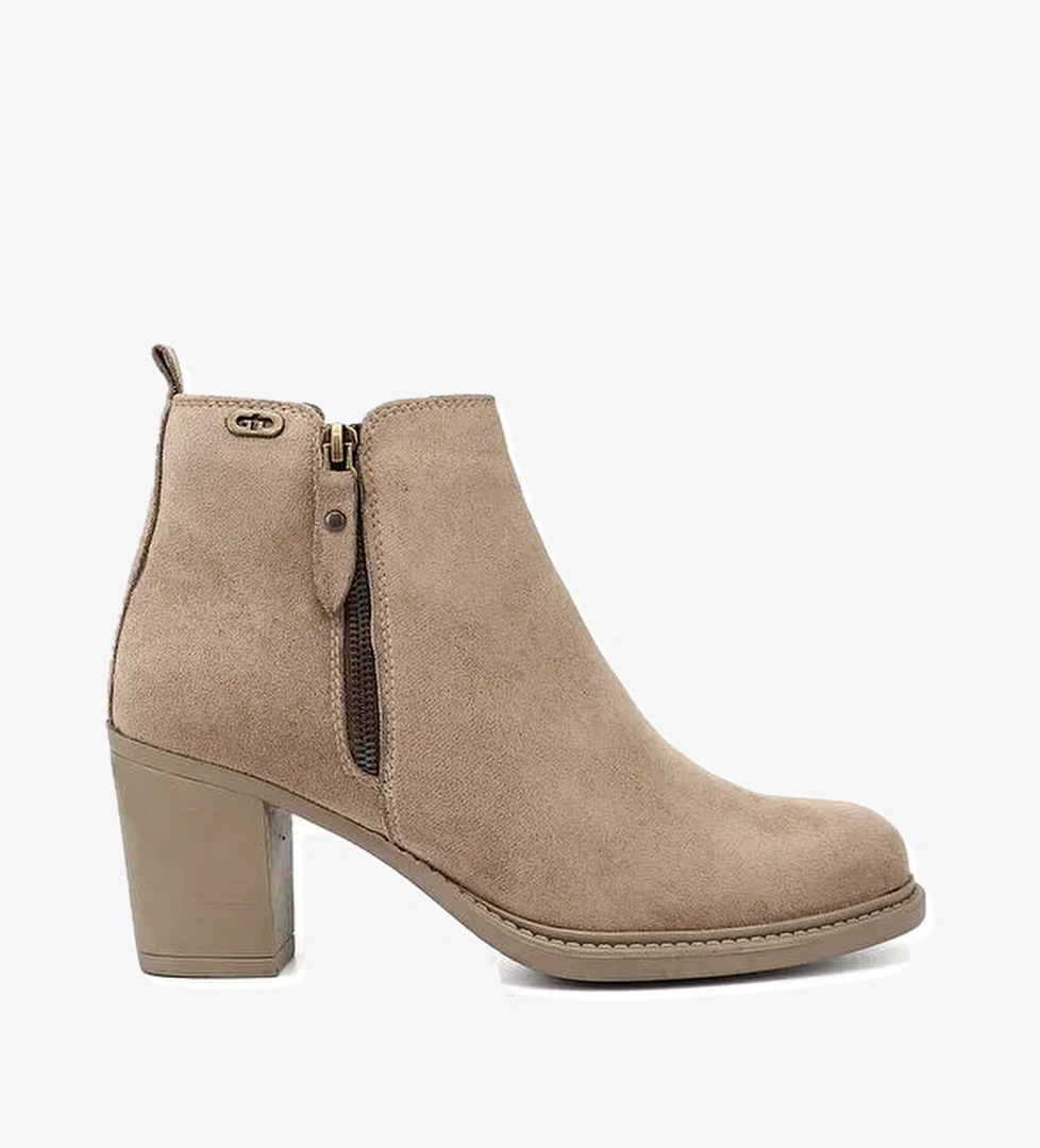 Kadın AÇIK VİZON Fermuarlı Kalın Topuklu Bot - Görsel 1