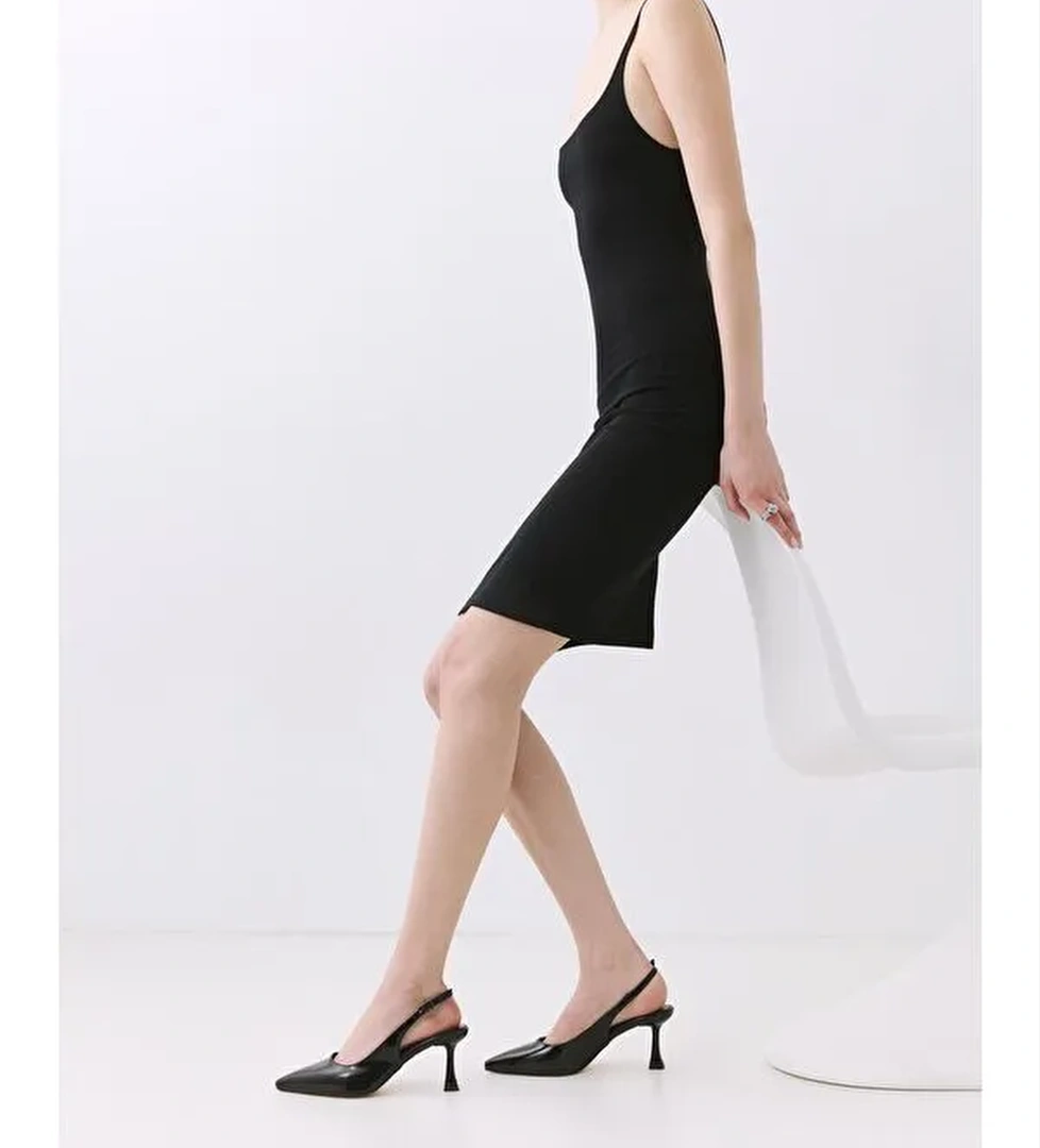 Kadın Siyah Ayarlanabilir Tokalı Stiletto - Görsel 1