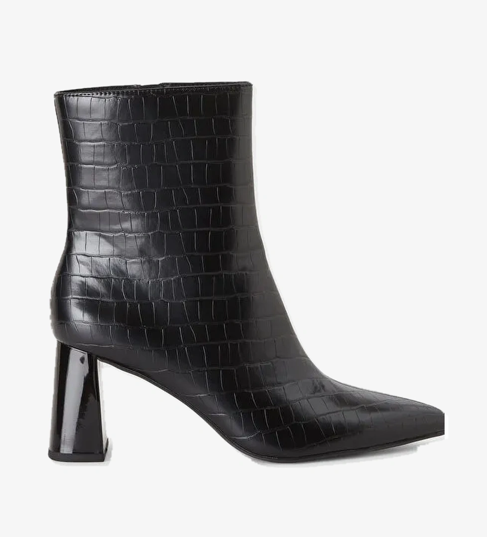 United Colors Of Benetton Kadın Siyah Sentetik Sivri Burun Topuklu Kroko Bot model görseli