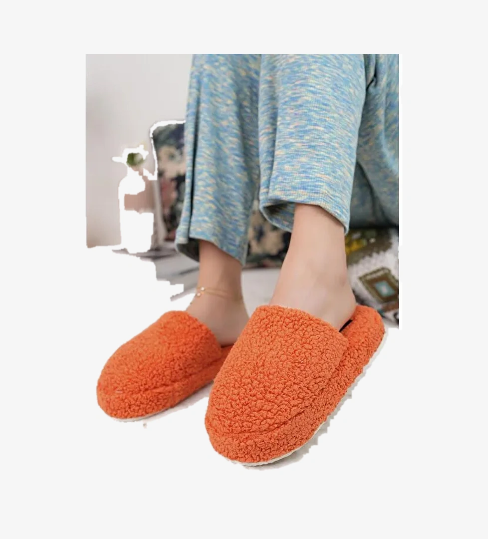 Havlu Kapalı Kadın Ev Terliği Kışlık Terlik Ses Yapmaz