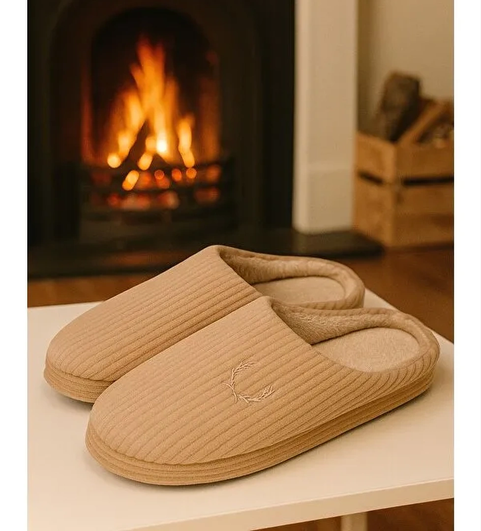 VELVET Erkek Ev Terliği Ses Yapmayan Taban Yünlü Terlik