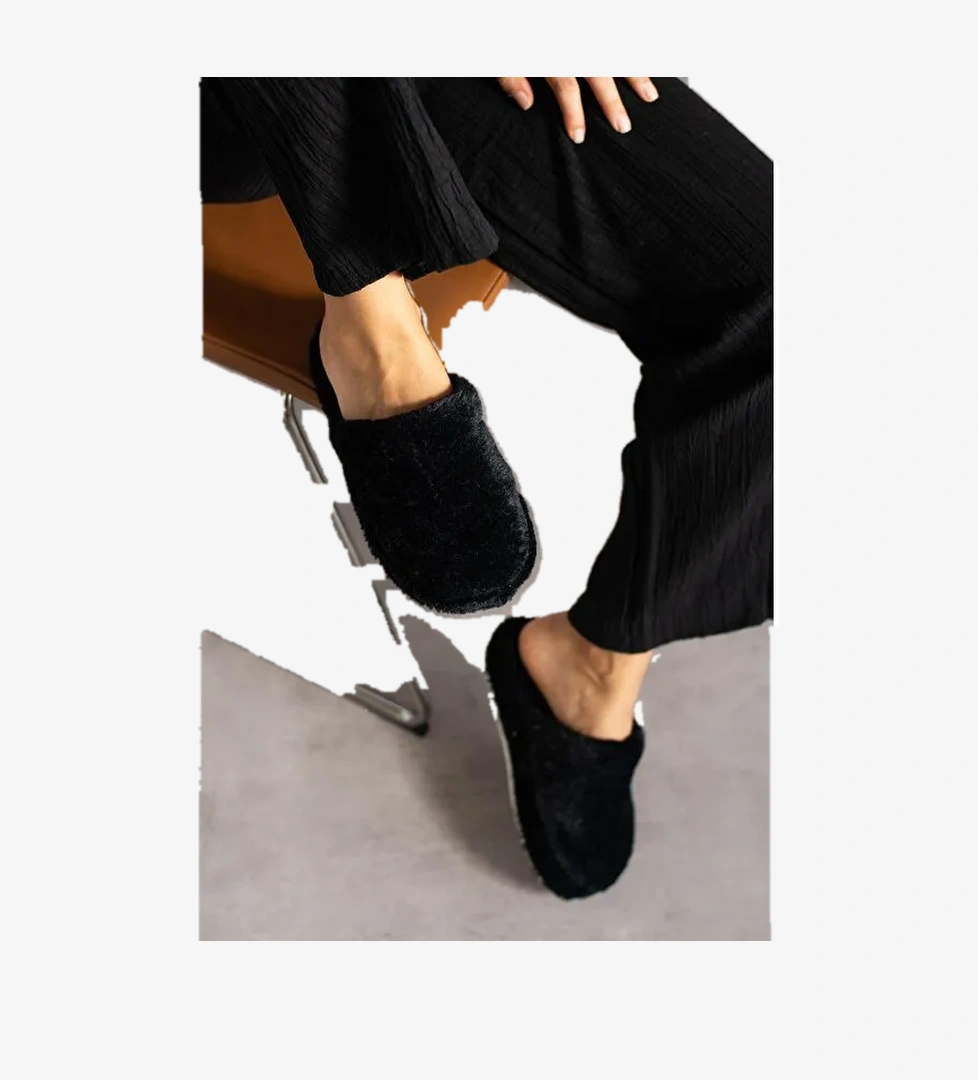 TÜYLÜ KAPALI Kadın Ev Terliği Kışlık Terlik Sessiz Taban