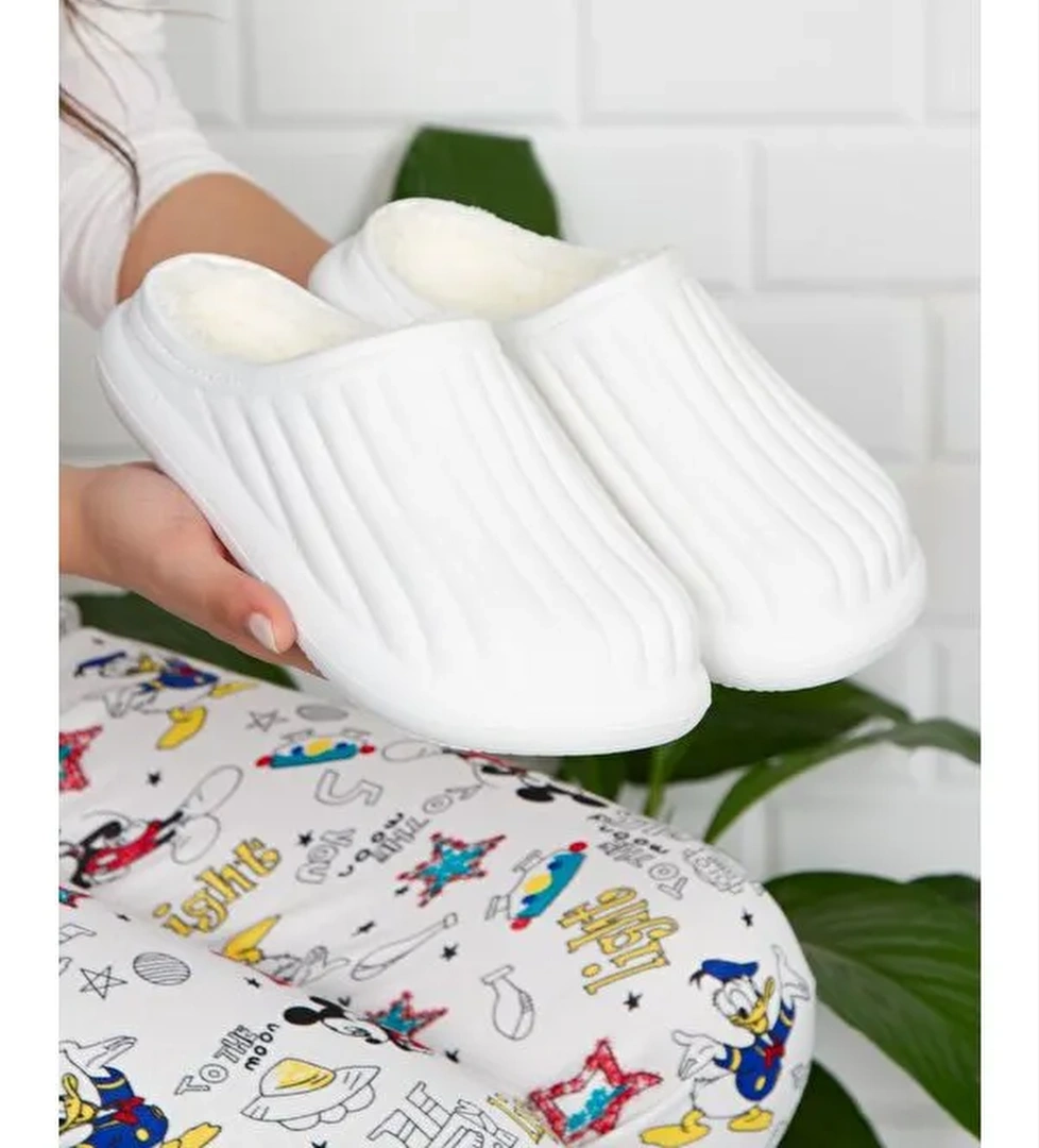 FLORA Kapalı İçi Yünlü Unisex Ev Terliği Kışlık Terlik Su Geçirmez