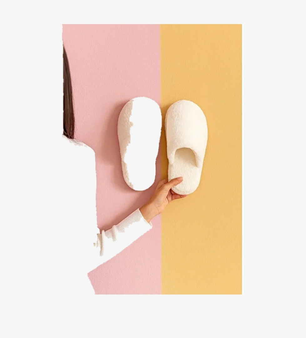 TÜYLÜ KAPALI Kadın Ev Terliği Kışlık Terlik Sessiz Taban - Görsel 1