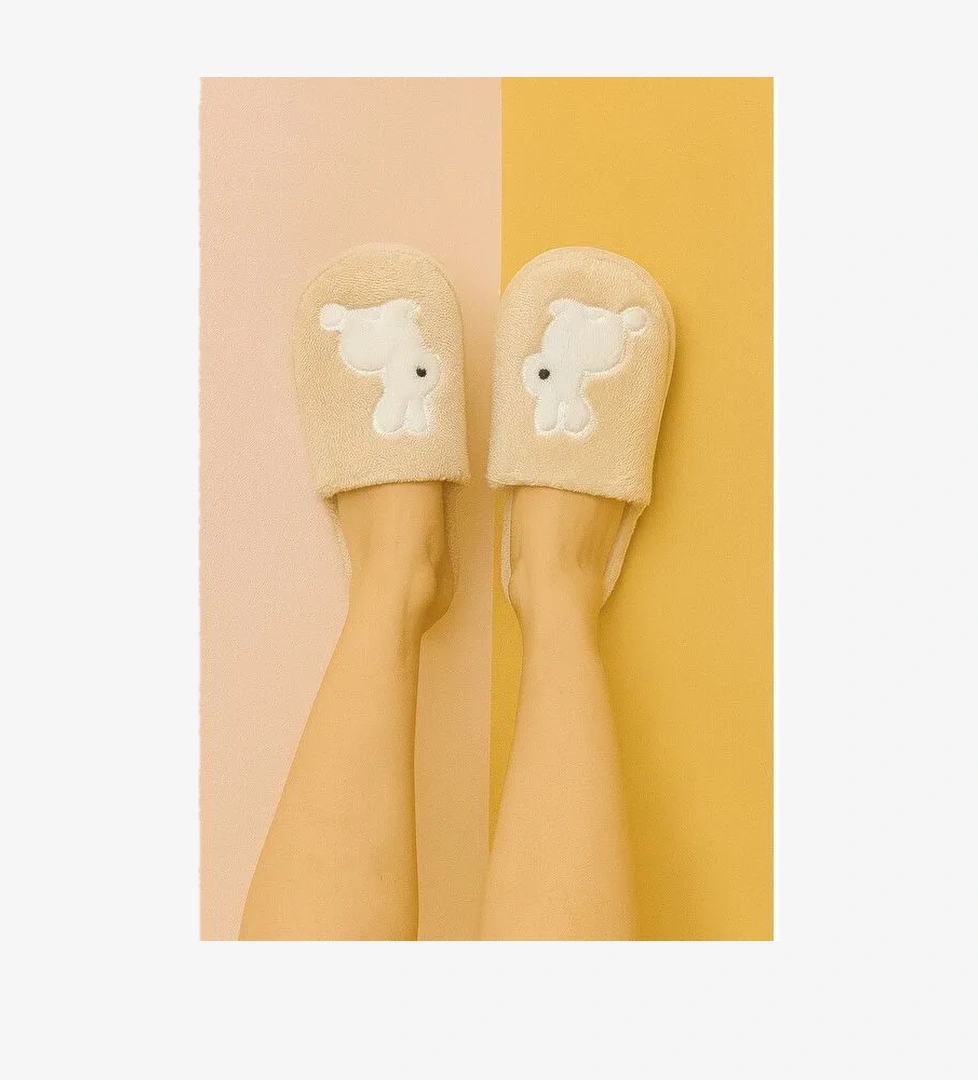 LAPINO Tavşanlı Kadın Ev Terliği Günlük Rahat Kışlık Terlik