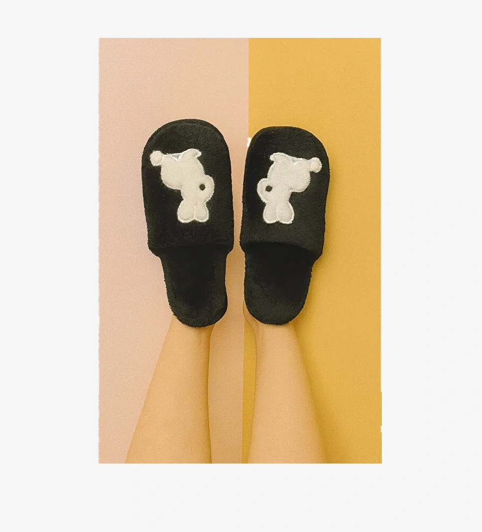 LAPINO Tavşanlı Kadın Ev Terliği Günlük Rahat Kışlık Terlik