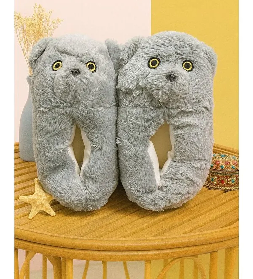 BARNEY Ayıcık Pelüş Unisex Hayvanlı Panduf Ev Ayakkabısı Pufidik