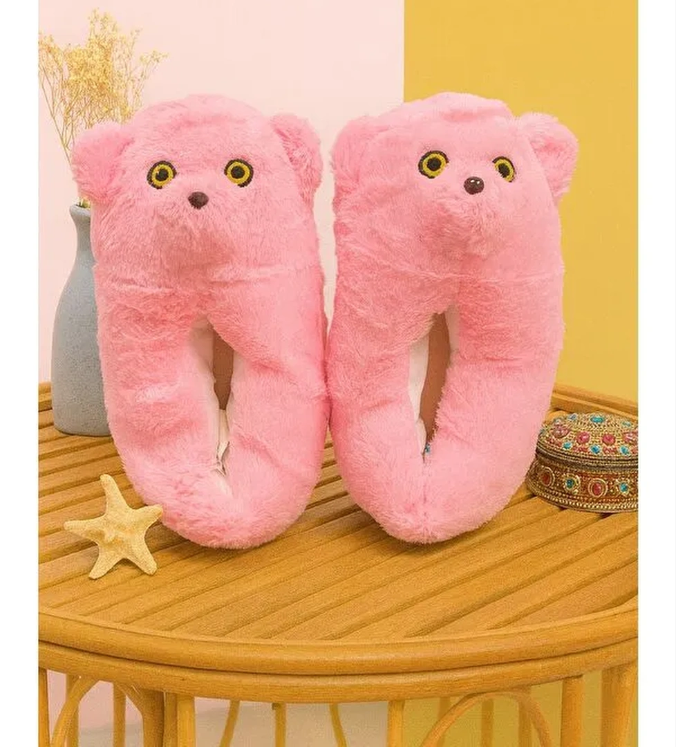 Modafrato Barney Ayıcık Pelüş Unisex Hayvanlı Panduf Ev Ayakkabısı Pufidik model görseli