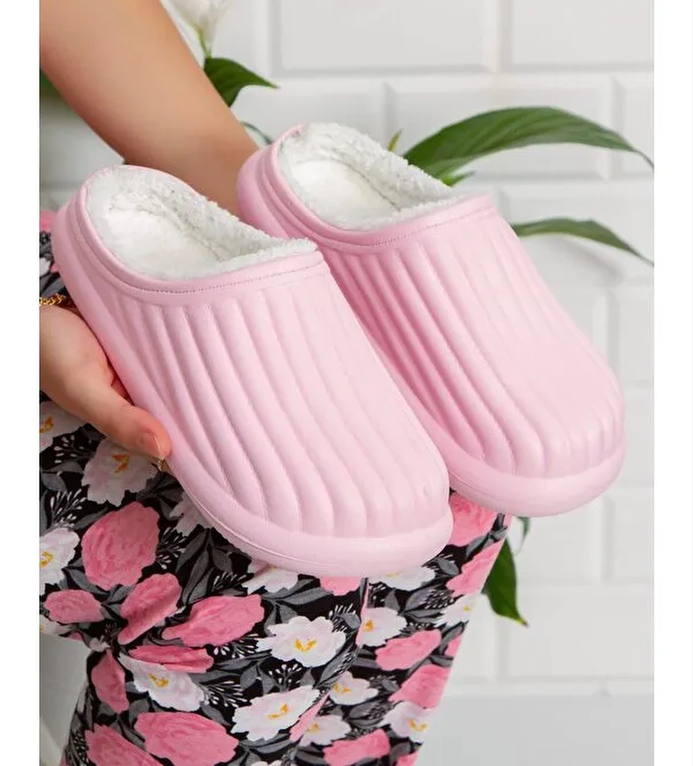 FLORA Kapalı İçi Yünlü Unisex Ev Terliği Kışlık Terlik Su Geçirmez