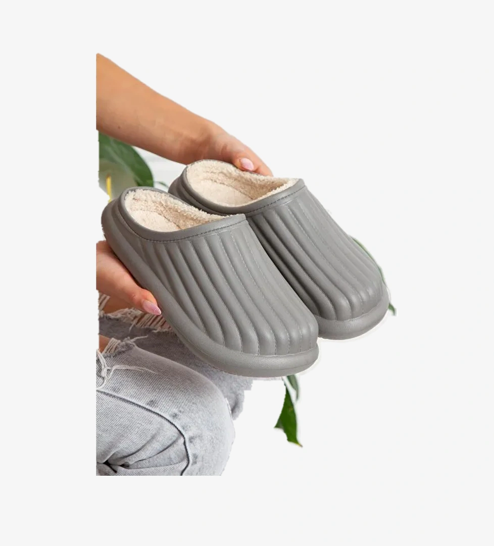 FLORA Kapalı İçi Yünlü Unisex Ev Terliği Kışlık Terlik Su Geçirmez